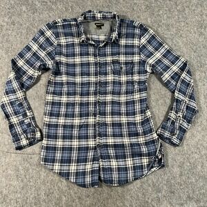 Standley Women's Button Down Shirt Size‎ Medium Blue White Plaid Flannel